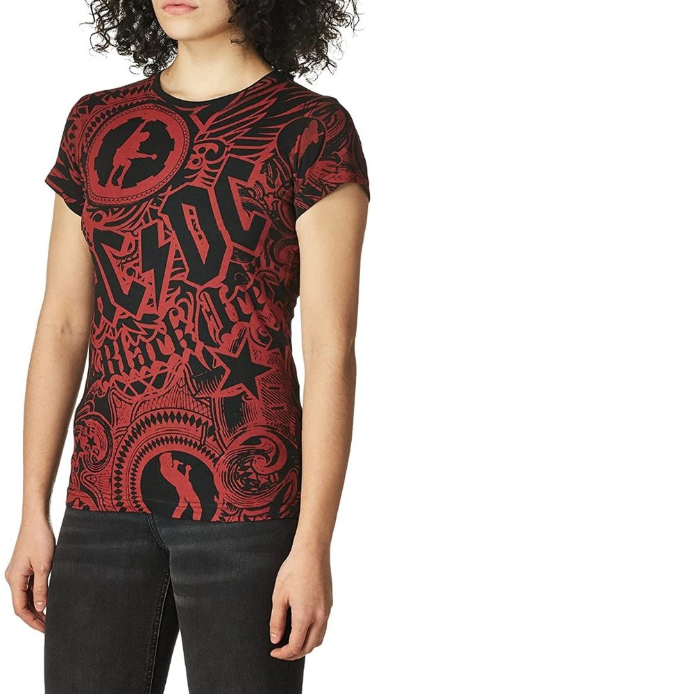 AC/DC Girls Got Rhythm Liquid Blue Allover metal rock Official Tee XL NWT